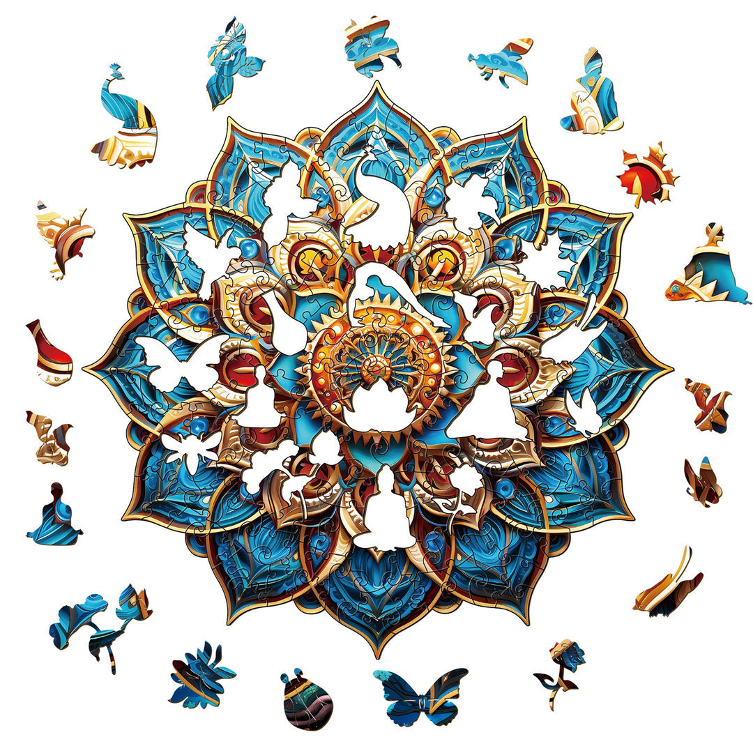 Blue Mandala - Wooden Jigsaw Puzzle