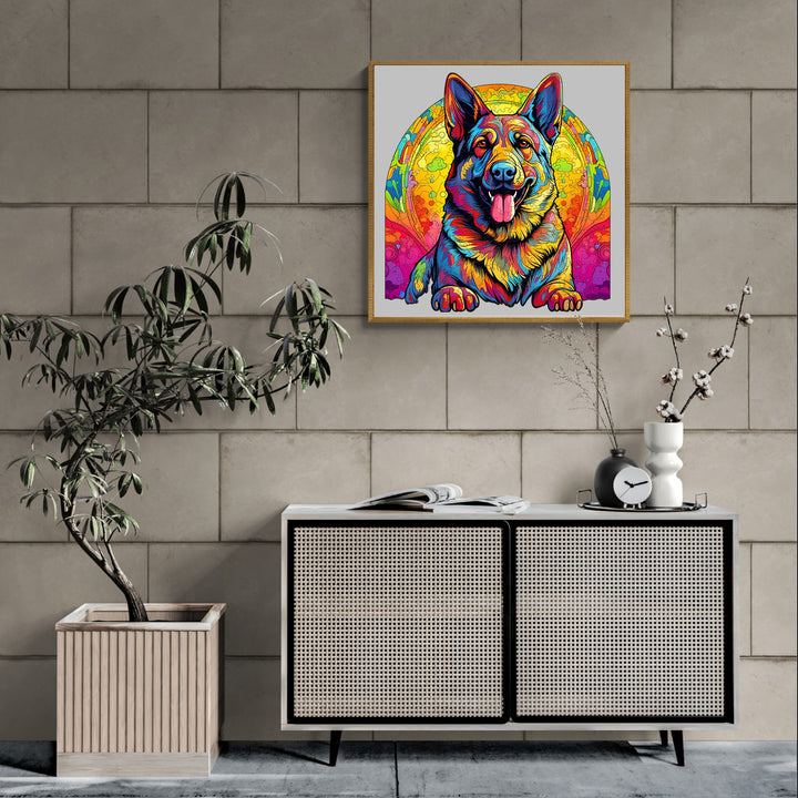 Painted German Shepherd - Wooden Jigsaw Puzzle