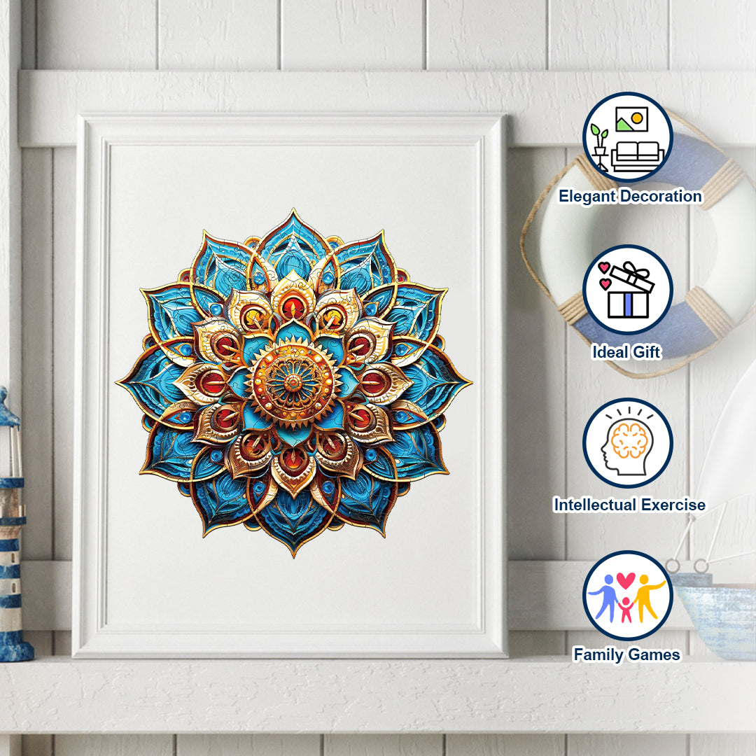 Blue Mandala - Wooden Jigsaw Puzzle