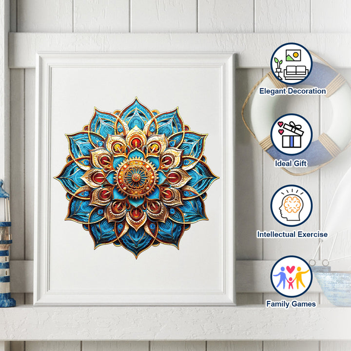 Blue Mandala - Wooden Jigsaw Puzzle