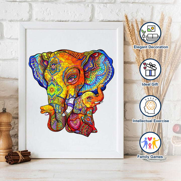 Lovely Parent-Child Elephant - Wooden Jigsaw Puzzle