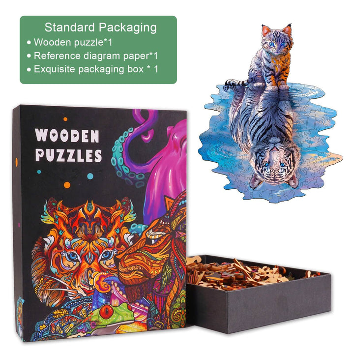 Cat-Tiger Wondrous Wooden Jigsaw Puzzle