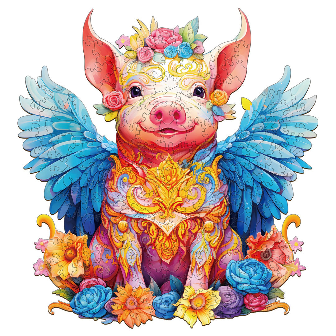 Angel Pig - Wooden Jigsaw Puzzle