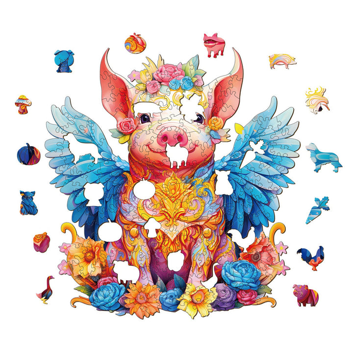Angel Pig - Wooden Jigsaw Puzzle