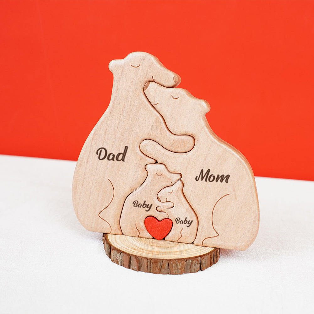 Bears - Personalized Wooden Family Name Puzzle Decoration