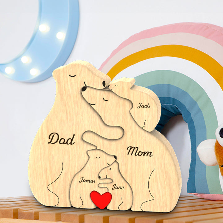 Bears - Personalized Wooden Family Name Puzzle Decoration