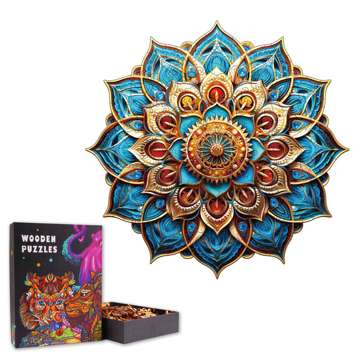 Blue Mandala - Wooden Jigsaw Puzzle