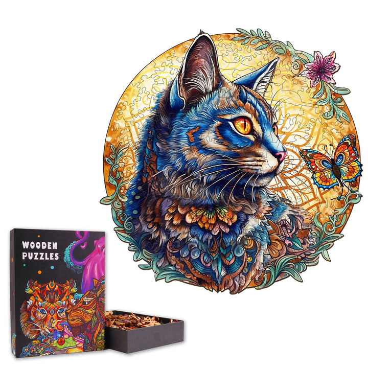 Cat & Butterfly - Wooden Jigsaw Puzzle