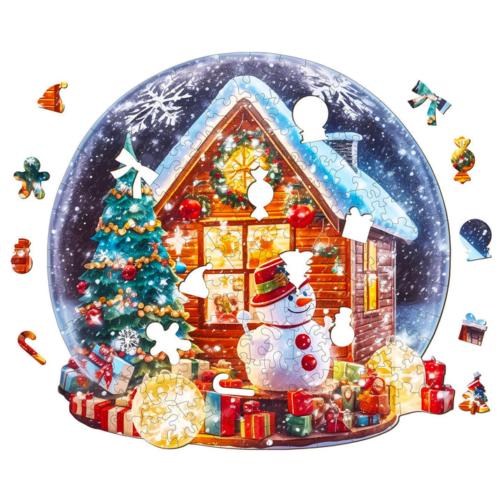 Christmas Cottage - Wooden Jigsaw Puzzle