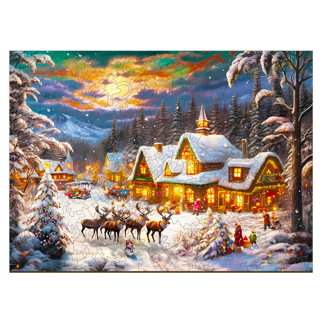 Christmas Snowy Night - Wooden Jigsaw Puzzle