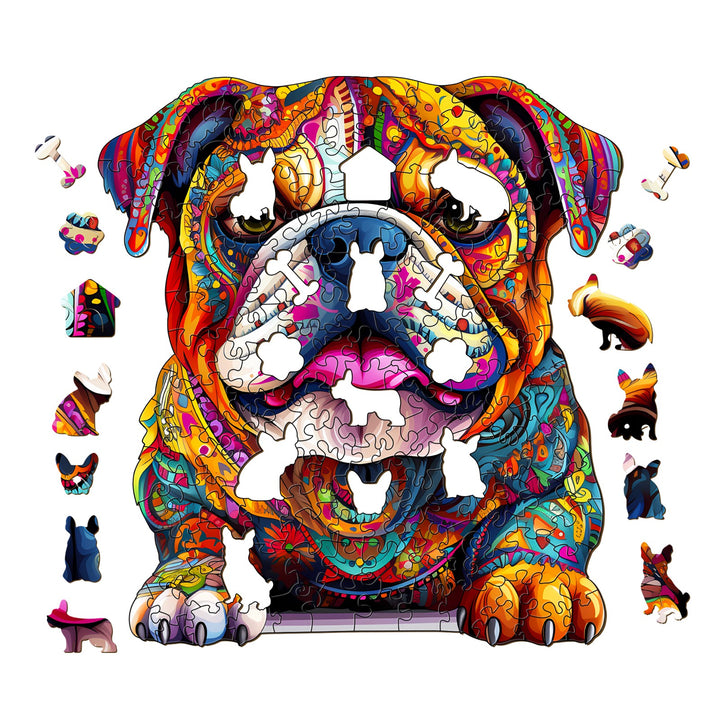 Colorful Bulldog- Wooden Jigsaw Puzzle