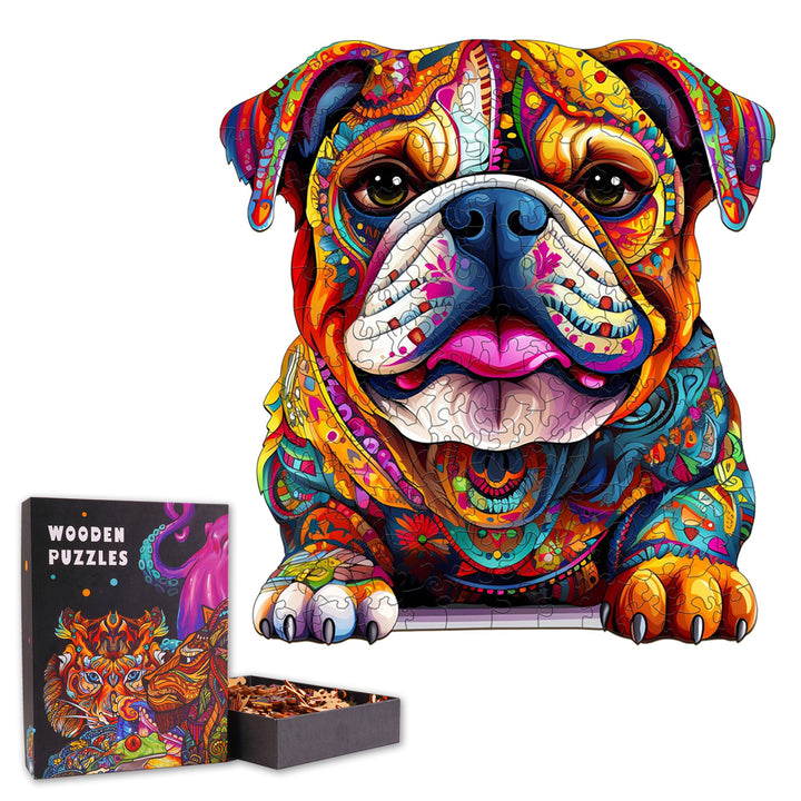 Colorful Bulldog- Wooden Jigsaw Puzzle
