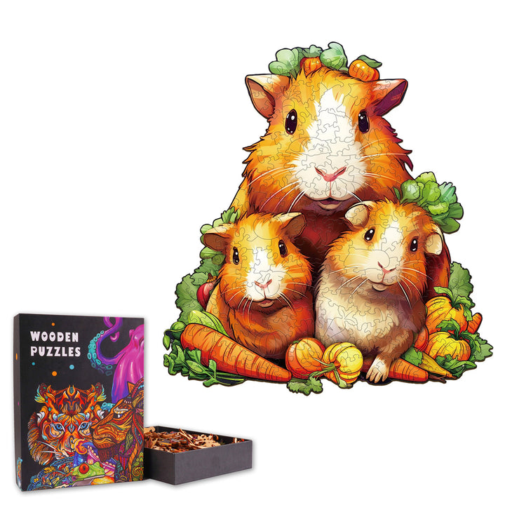 Cute Guinea Pig Family - Wooden Jigsaw Puzzle