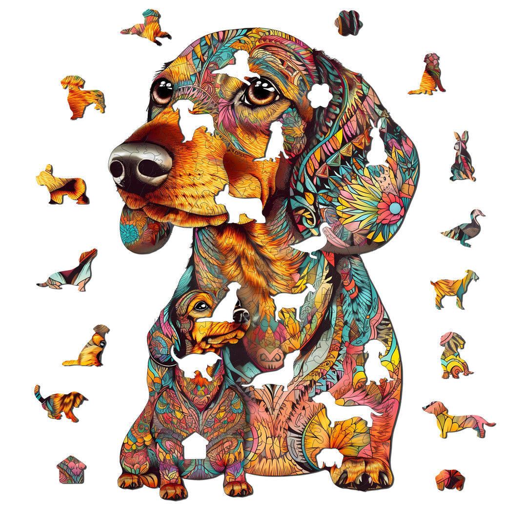 Dachshund Family  - Wooden Jigsaw Puzzle