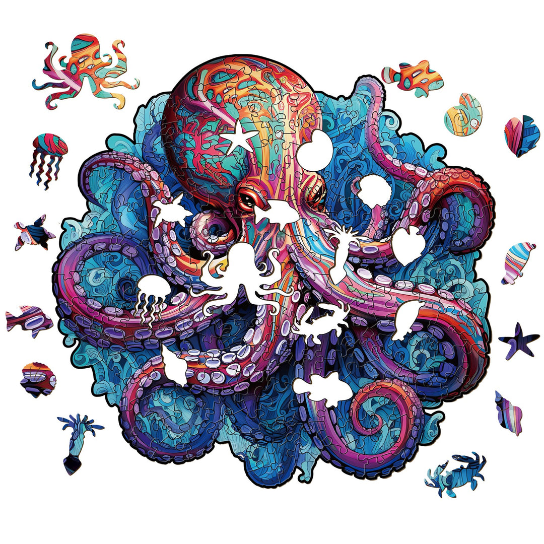 Deep Sea Giant Octopus - Wooden Jigsaw Puzzle