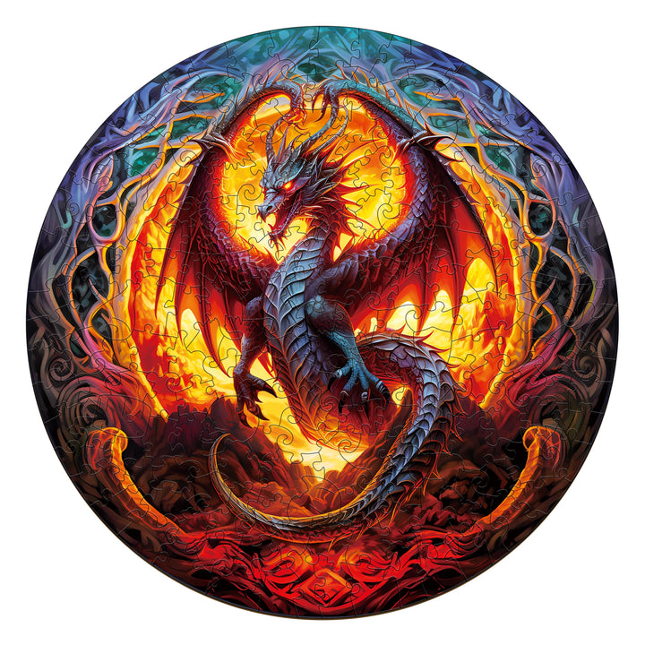 Dragon's Flame Mandala Wooden Jigsaw Puzzle