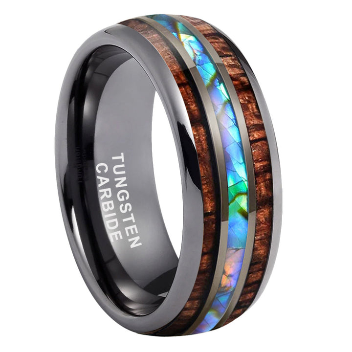 Pearwood Shell Tungsten Wedding Ring