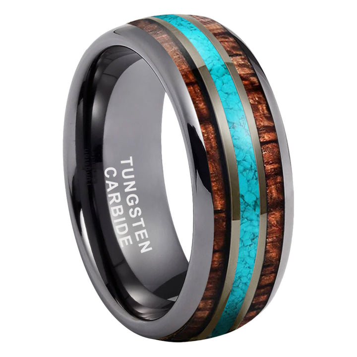 Pearwood Opal Tungsten Wedding Ring