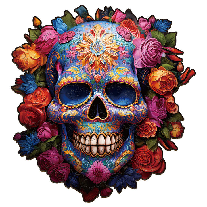 Skull and Flowers - Wooden Jigsaw Puzzle