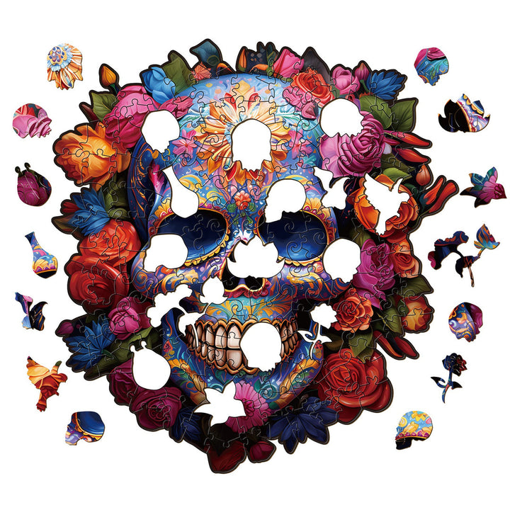 Skull and Flowers - Wooden Jigsaw Puzzle