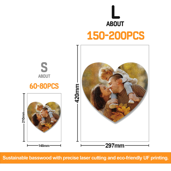 Heart Shaped Personalized Photo Wooden Puzzle for Family Memories