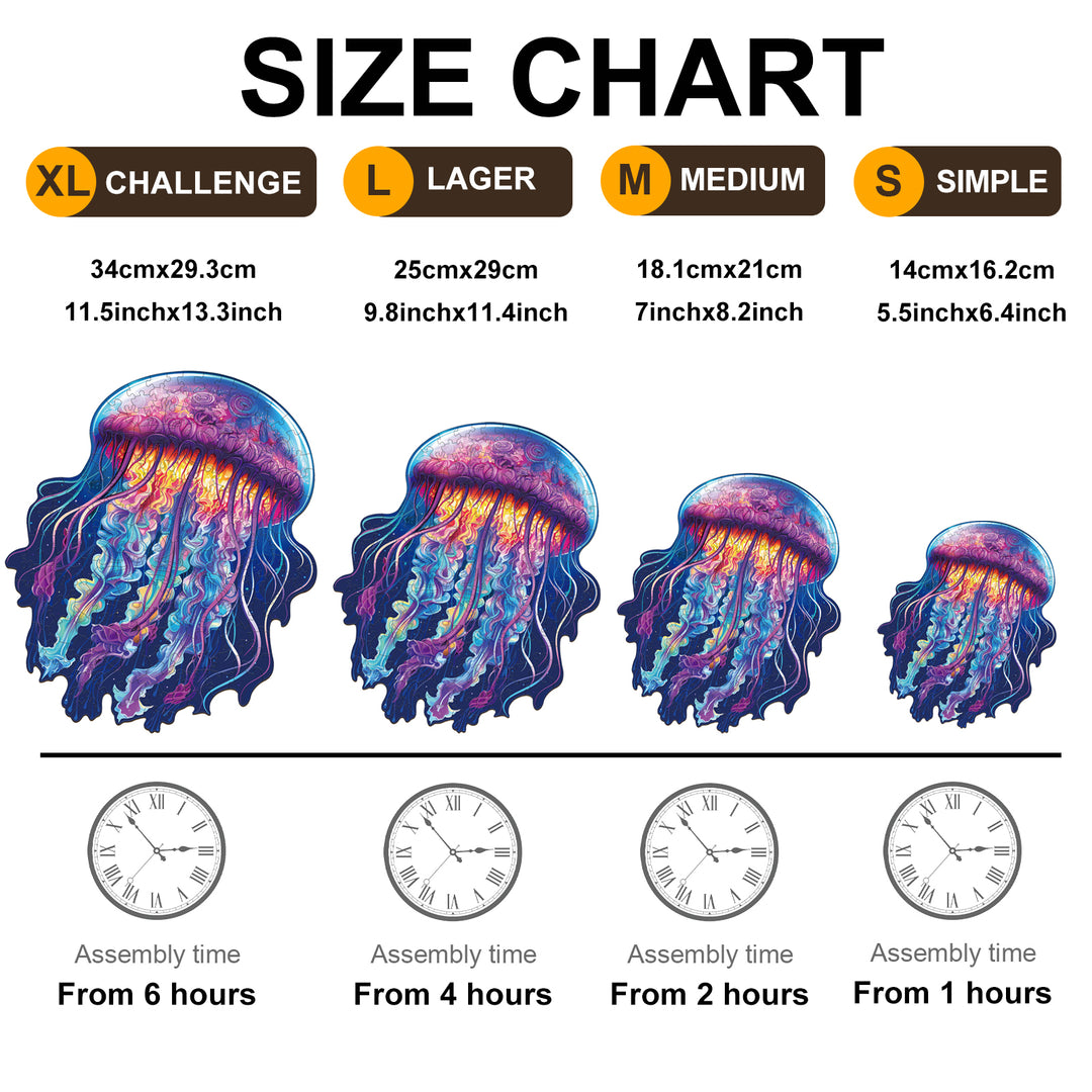 Colored Jellyfish - Wooden  Jigsaw Puzzle