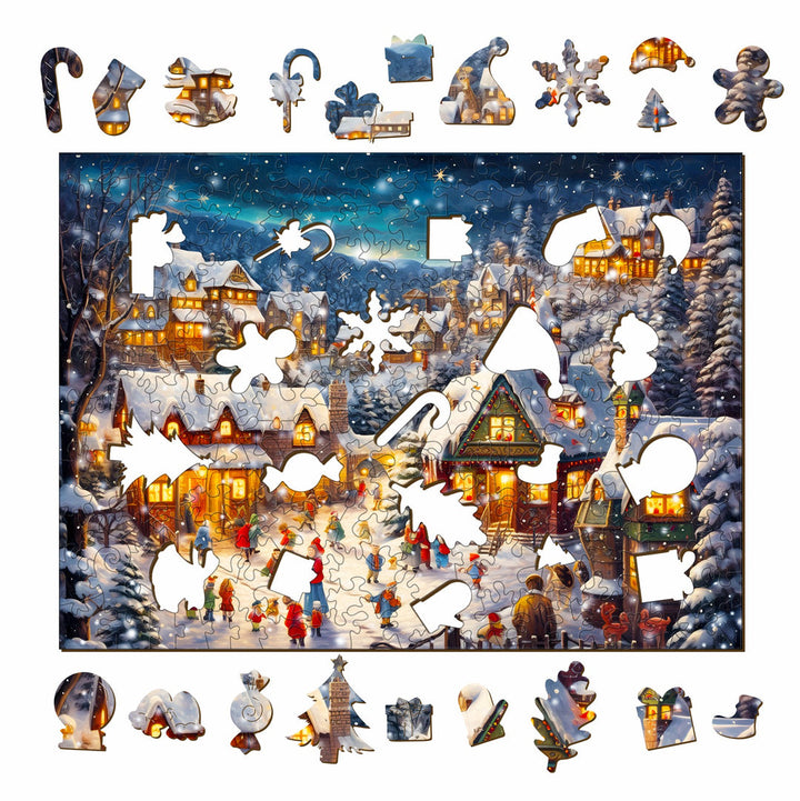 Snowy Night - Wooden Jigsaw Puzzle