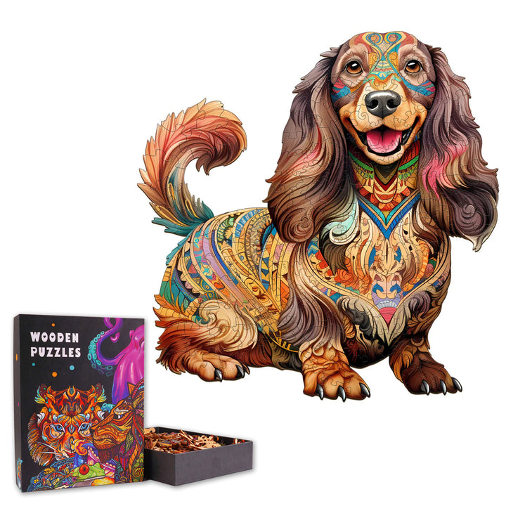 Long-haired Dachshund - Wooden Jigsaw Puzzle