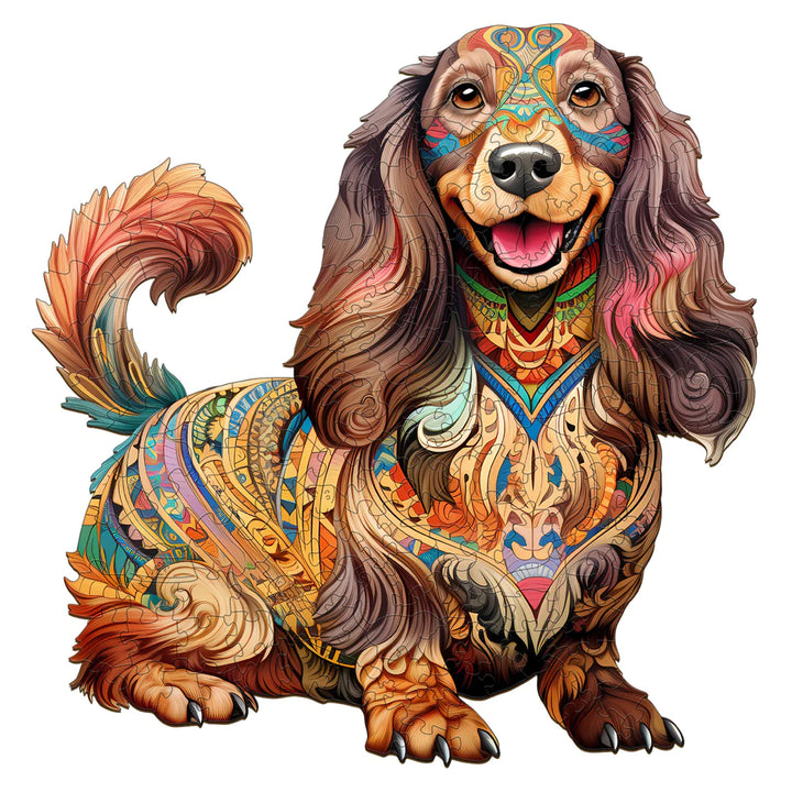 Long-haired Dachshund - Wooden Jigsaw Puzzle