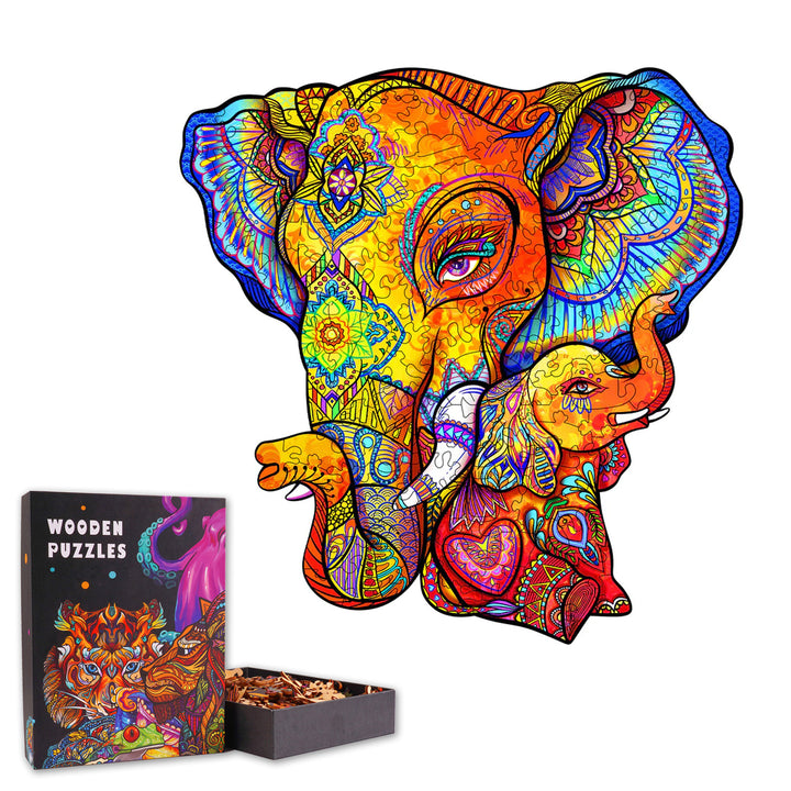 Lovely Parent-Child Elephant - Wooden Jigsaw Puzzle