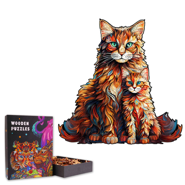 Maine Coon Family - Wooden Jigsaw Puzzle