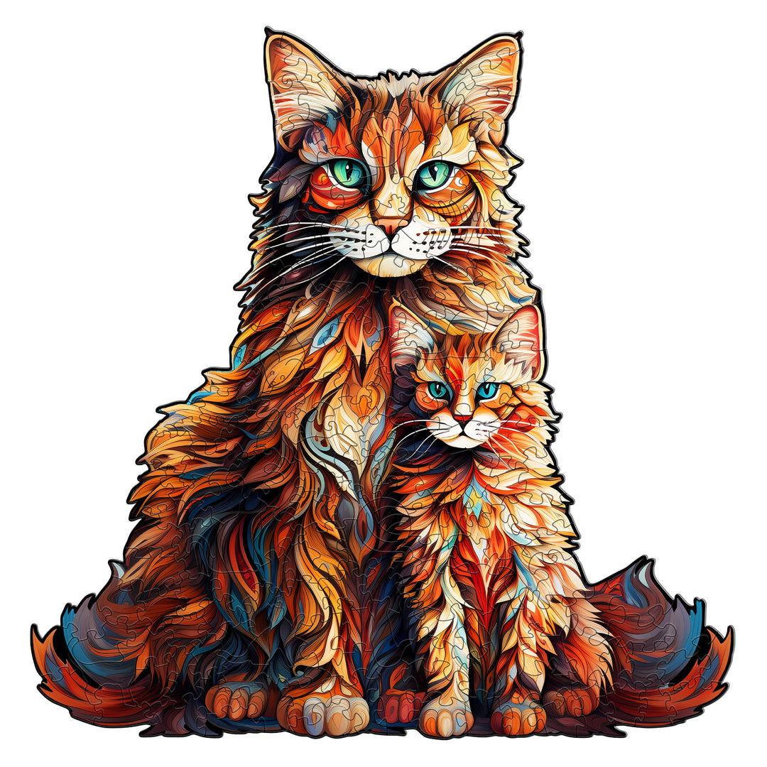 Maine Coon Family - Wooden Jigsaw Puzzle