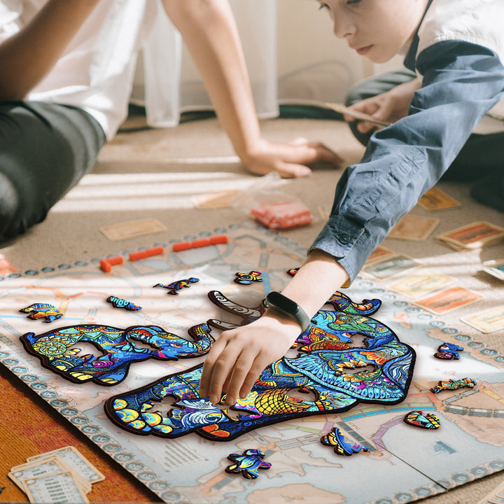 Mama Elephant With Her Baby - Wooden Jigsaw Puzzle