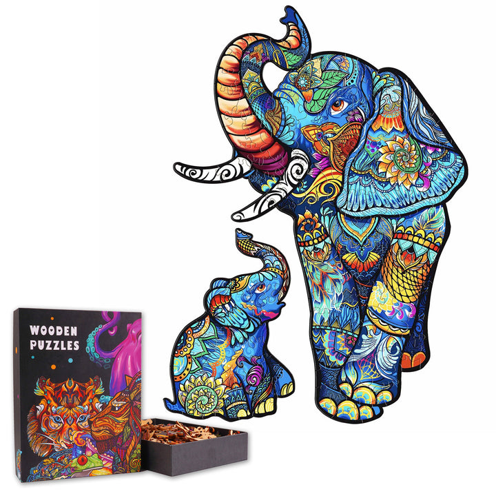 Mama Elephant With Her Baby - Wooden Jigsaw Puzzle