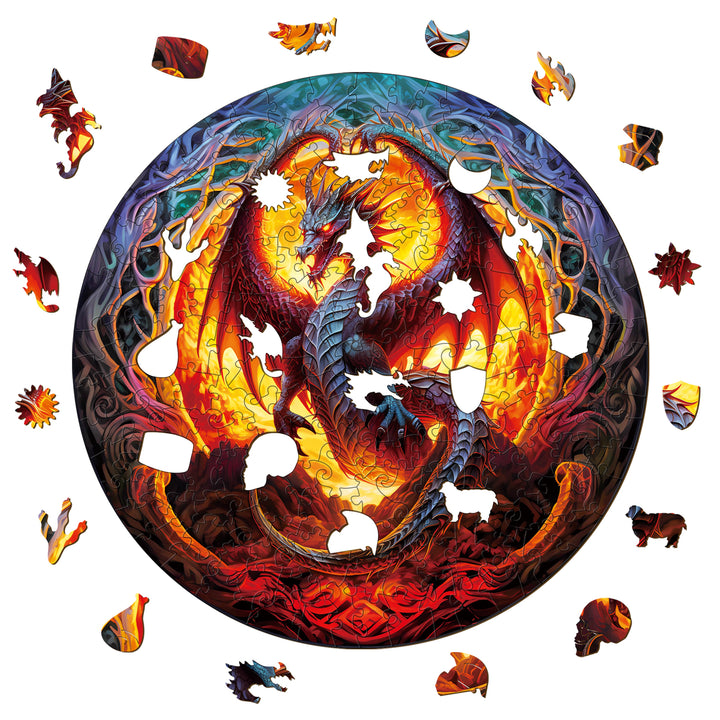 Dragon's Flame Mandala Wooden Jigsaw Puzzle