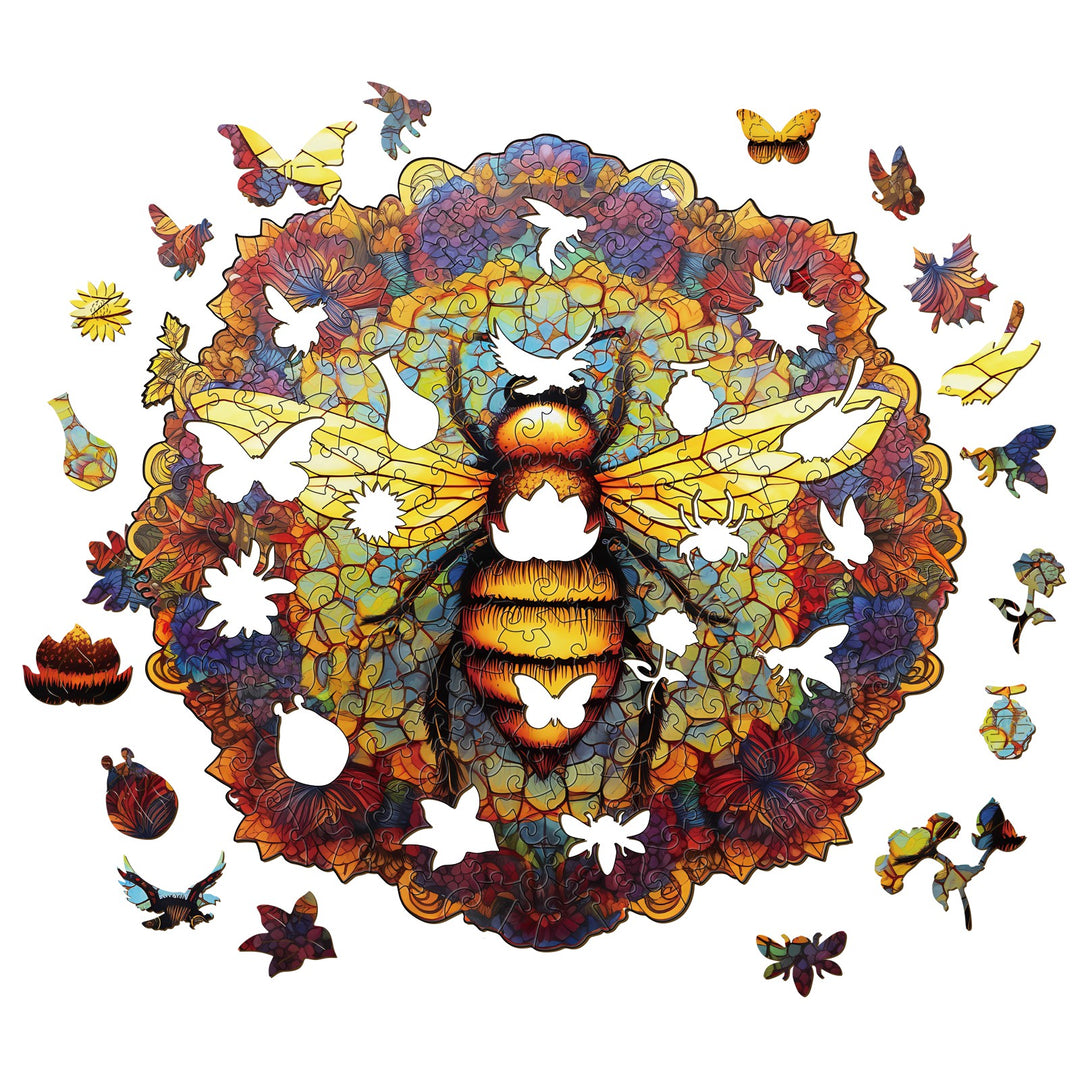 Mandala & Honey Bee - Wooden Jigsaw Puzzle