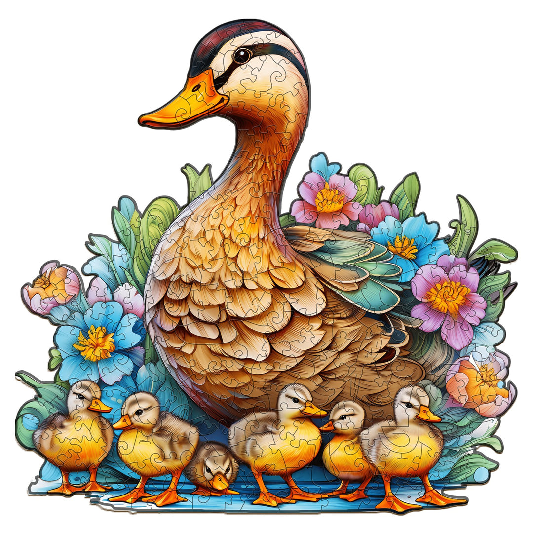 Mama Duck and Her Ducklings - Wooden Jigsaw Puzzle