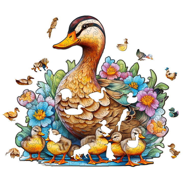 Mama Duck and Her Ducklings - Wooden Jigsaw Puzzle