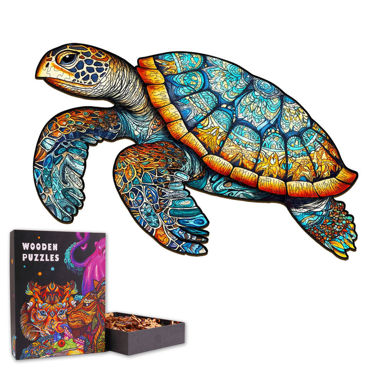 Mysterious Sea Turtle - Wooden Jigsaw Puzzle