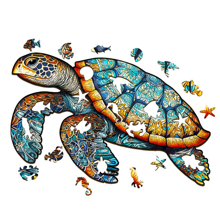 Mysterious Sea Turtle - Wooden Jigsaw Puzzle