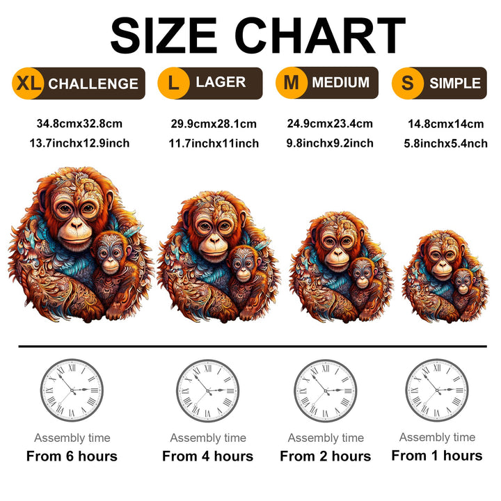 Parent-child Orangutan - Wooden Jigsaw Puzzle