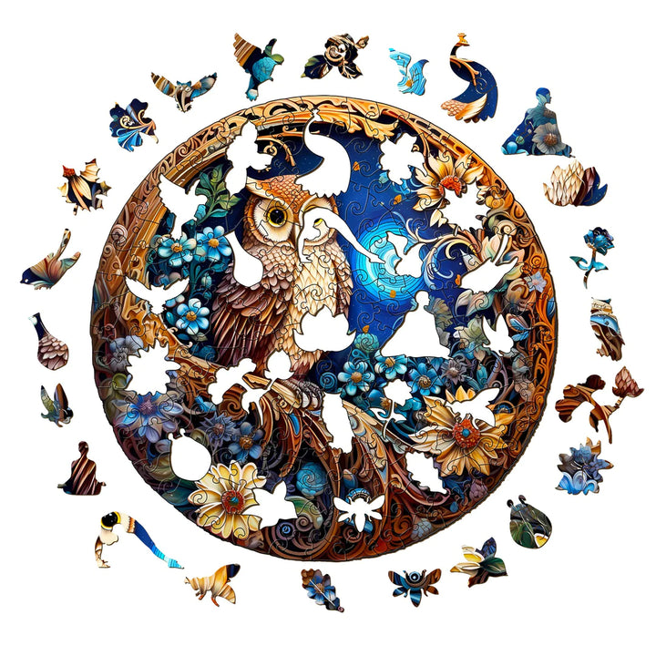 Starry Night Owl - Wooden Jigsaw Puzzle