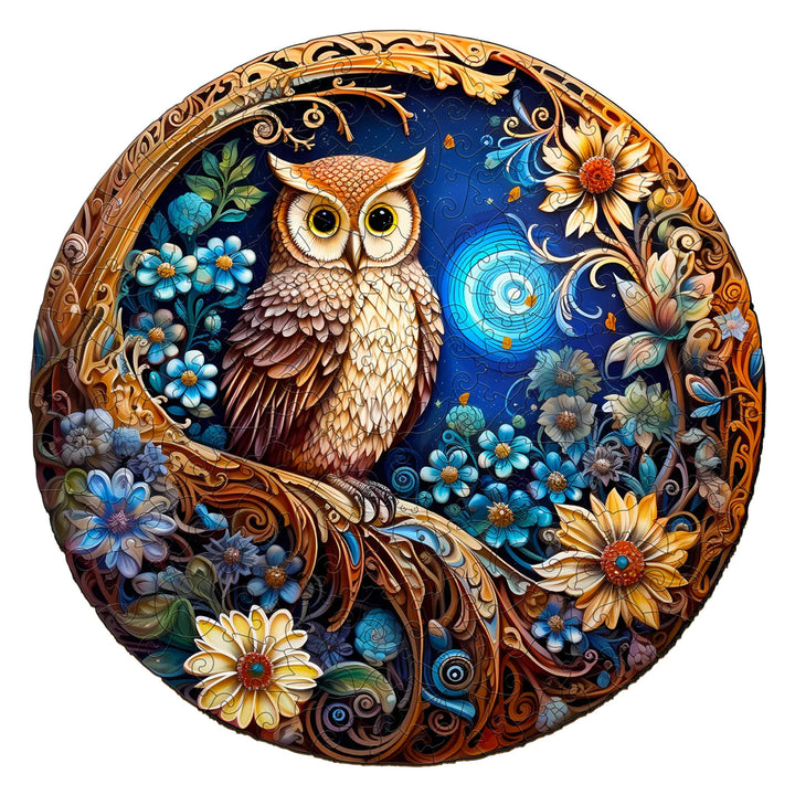Starry Night Owl - Wooden Jigsaw Puzzle