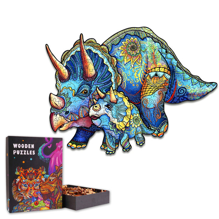 Parent-child Triceratops - Wooden Jigsaw Puzzle