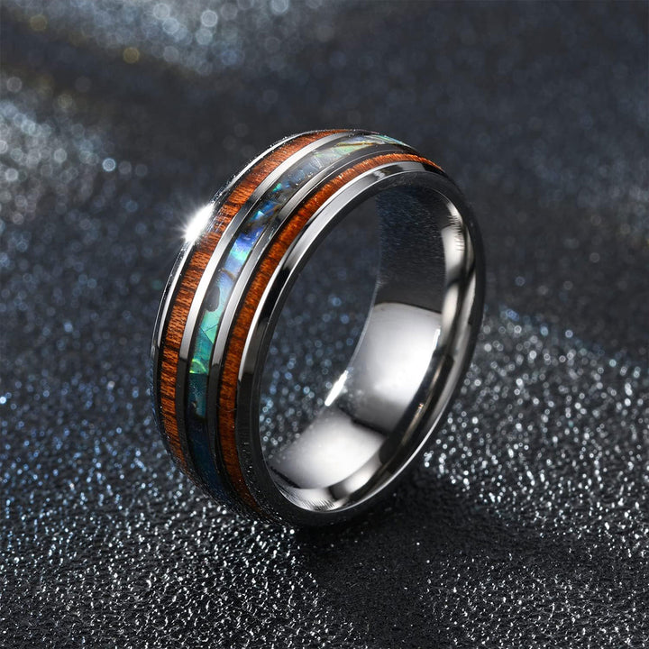 Pearwood Shell Tungsten Wedding Ring