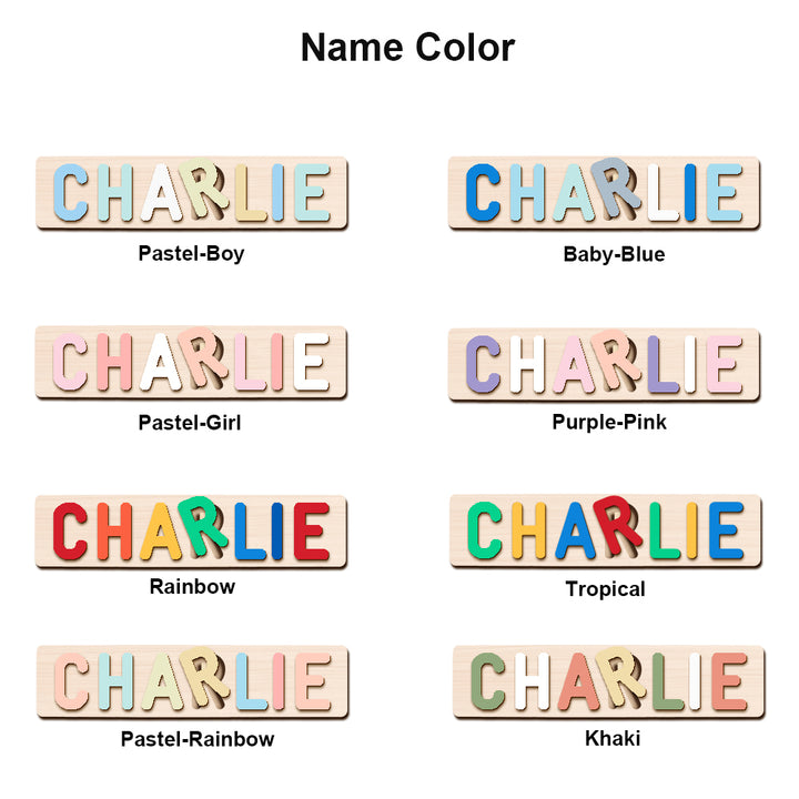 Personalized Baby Name Wooden Puzzle with Animal Blocks