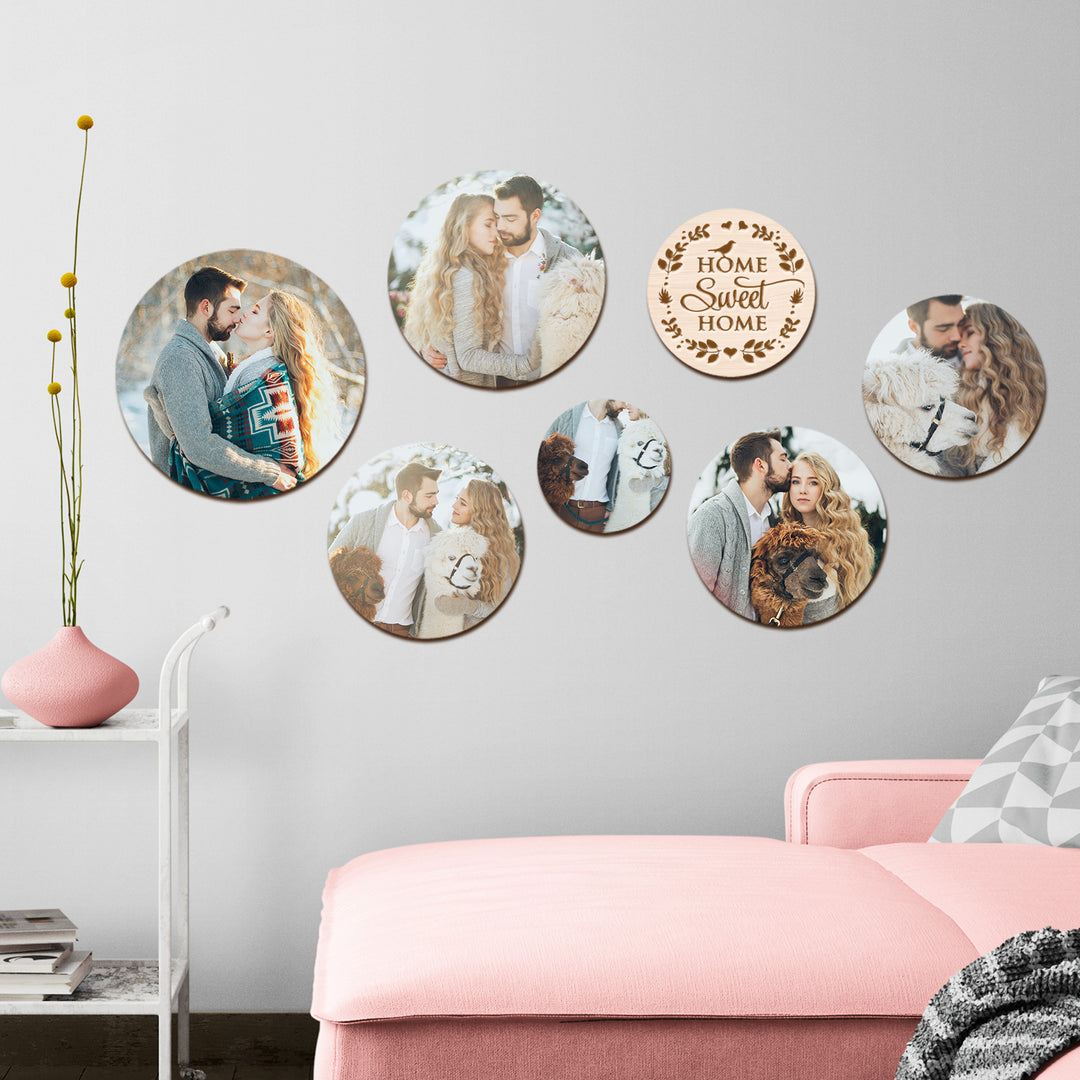 Personalized Wood Photo Prints Wall Decor - Round