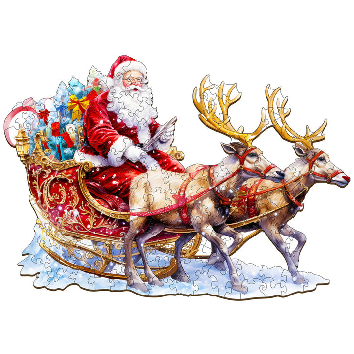 Santa Claus and Rudolph - Wooden Jigsaw Puzzle