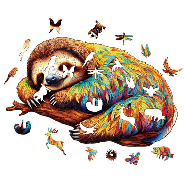 Relaxing Sloth - Wooden Jigsaw Puzzle