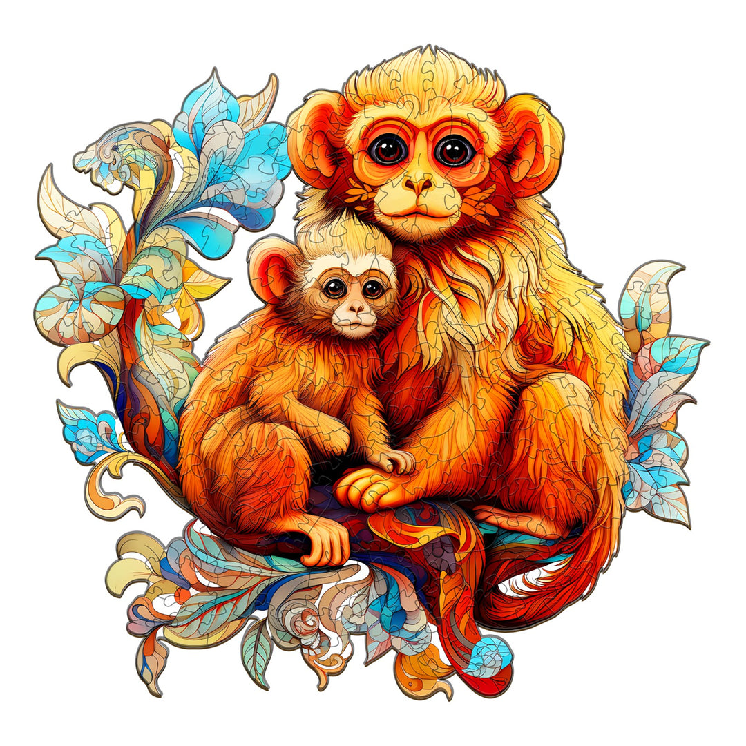 Snub-nosed Monkey Family - Wooden Jigsaw Puzzle